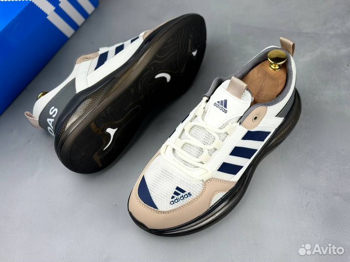 Мужские кроссовки Adidas Zoom серо-бежевые