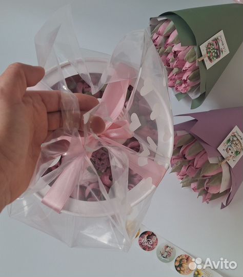 Тюльпаны из зефира на 8е марта