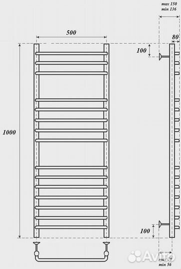 Полотенцесушитель электрический Point Нептун 50х100 хром