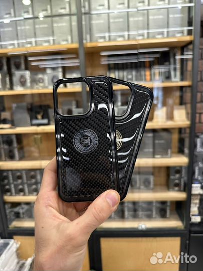 Чехол кожа и карбон на 14 pro 15 pro