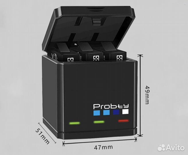 Комплект 3 акб + зарядное для GO PRO 5, 6 и 7