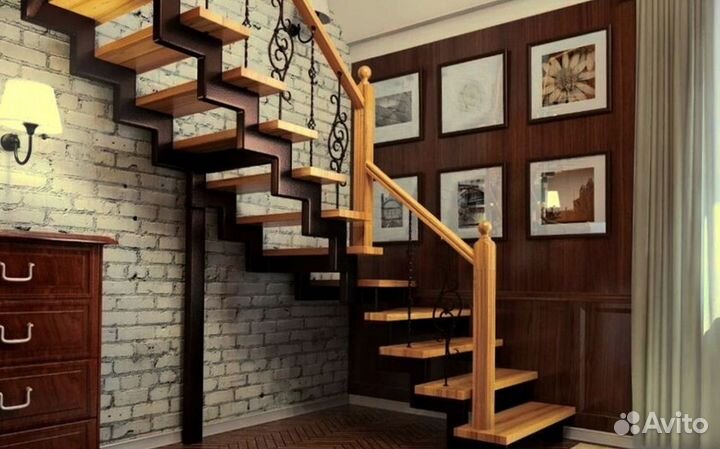 Прямая лестница на металлокаркасе