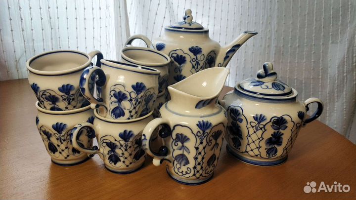 Фарфоровый сервиз Гжель ручная работа