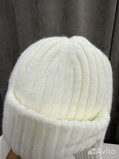 Шапка ушанка женская вязаная