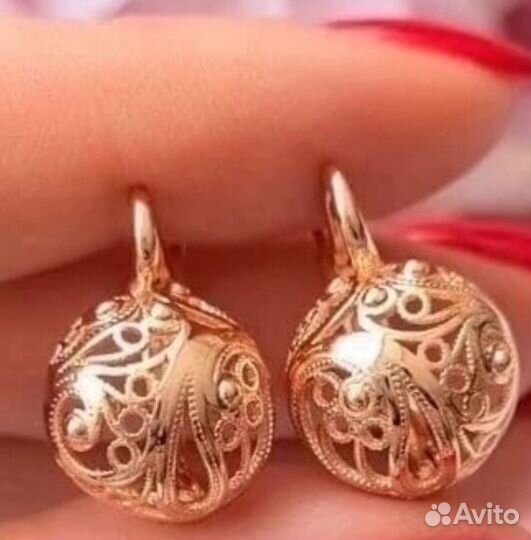 Серьги дубайское золото