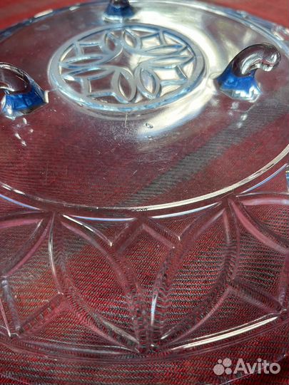 Ваза для фруктов цветное стекло СССР