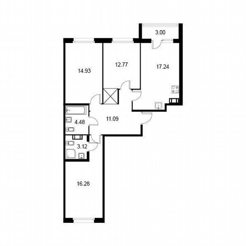 3-к. квартира, 81,4 м², 9/9 эт.