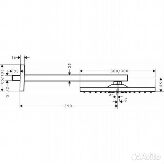 Hansgrohe Raind.E 300 1j Верхний душ, 30х30см., с настенным держателем, цвет: хром