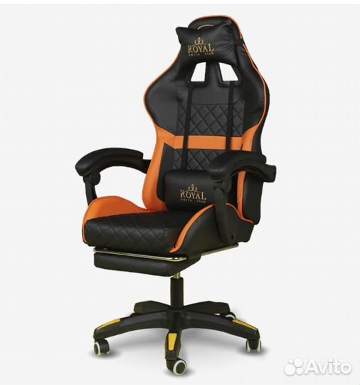 Компьютерное игровое кресло с подставкой для ног