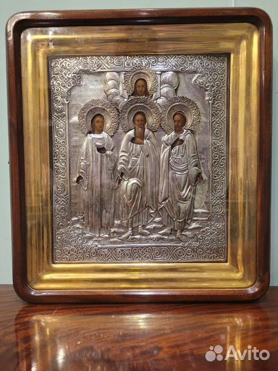 Старинная Икона Гурий Самон и Авив