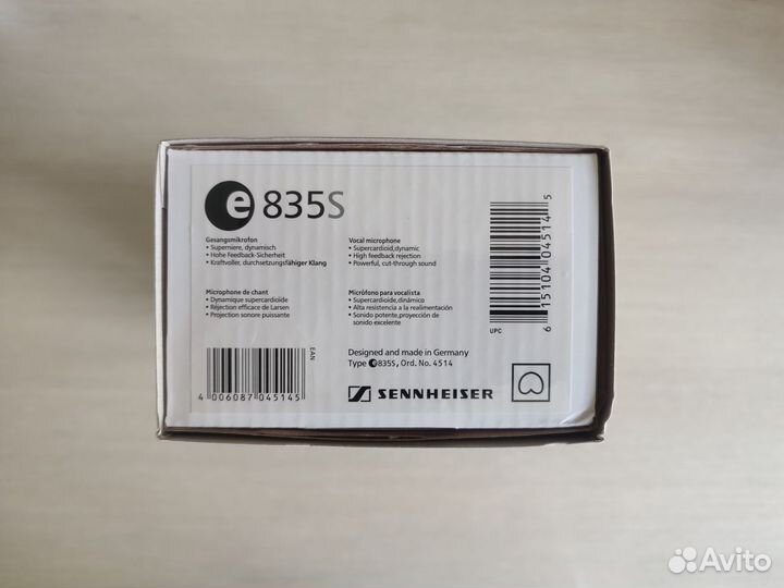 Микрофон Sennheiser E835S, новый в коробке
