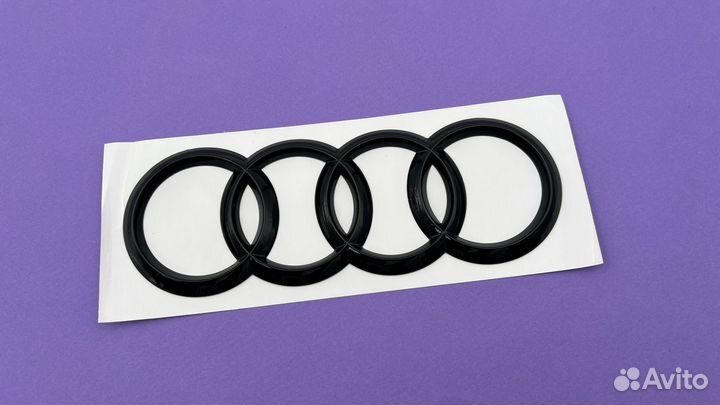 Эмблема Audi 202 мм чёрные кольца значок Ауди