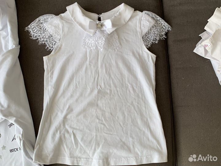 Блузки рубашки школьные белые для девочки 134-140