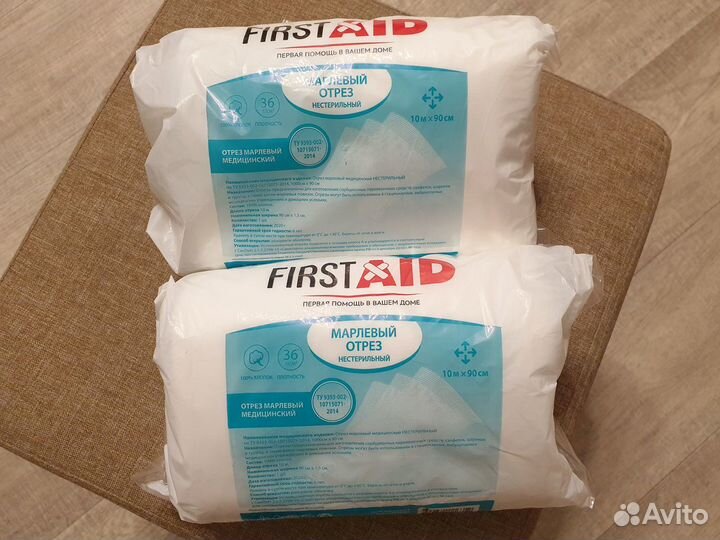 Марлевый отрез нестерильный First Aid 10 м х 90 см