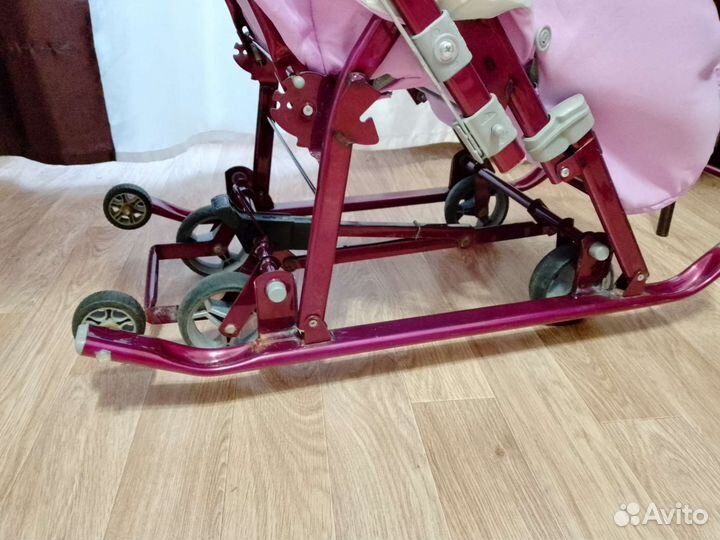 Детские санки коляска с колесами