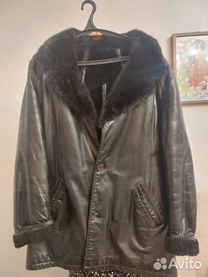 Кожаная дубленка мужская 50 52
