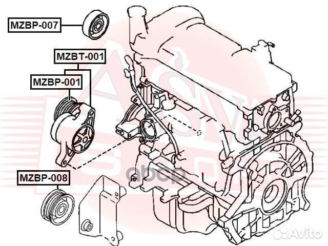 Ролик натяжной mzbp-001 asva