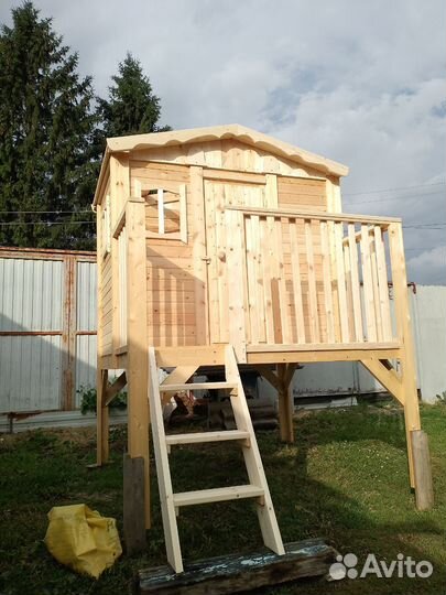 Детский игровой домик уличный деревянный