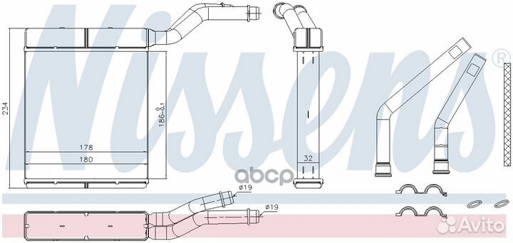 Радиатор отопителя 238x180 71770 Nissens