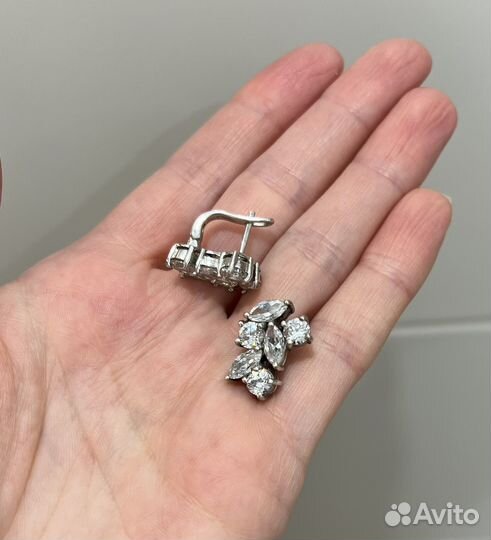 Серьги серебрянные с фианитами
