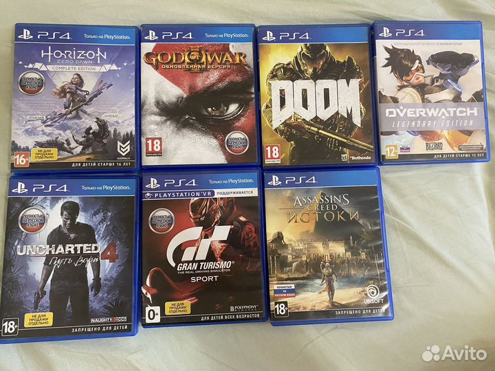 Диски на PS4 Doom Uncharted4 God of War