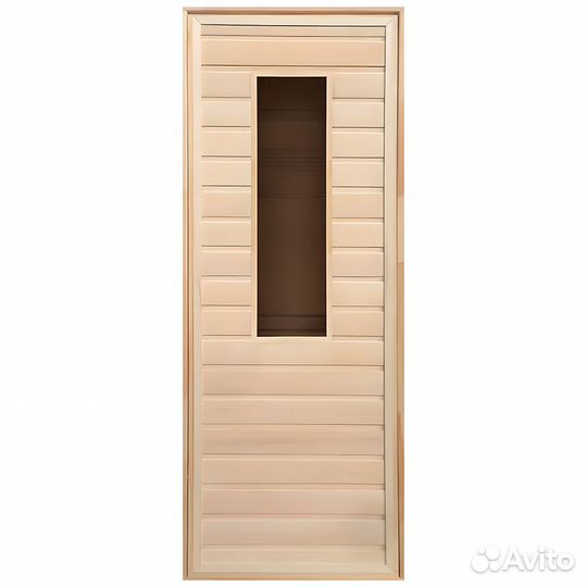 Дверь для Бани липа прямоугольное стекло (коробка