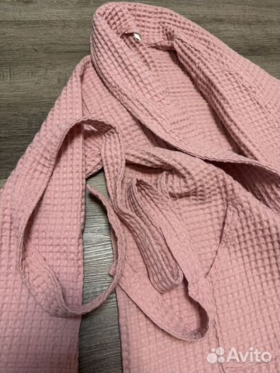 Вафельный теплый халат банный