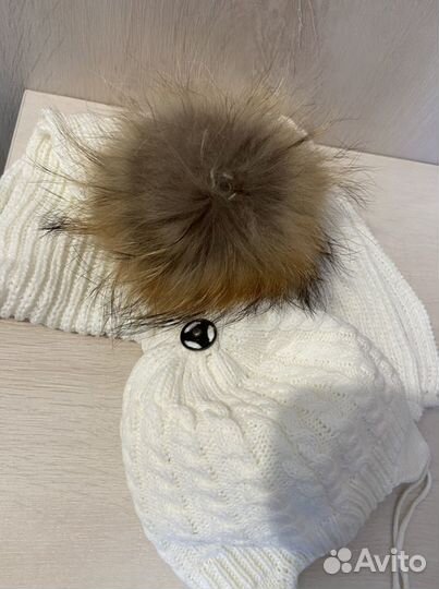 Комплект новый шапка/шарф зима 36-40 см объем