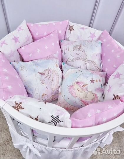 Бортики в детскую кроватку, подушечки