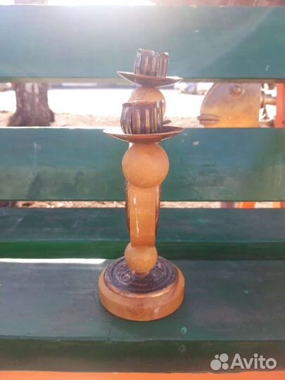 Винтажный подсвечник. Дерево. Медь. СССР