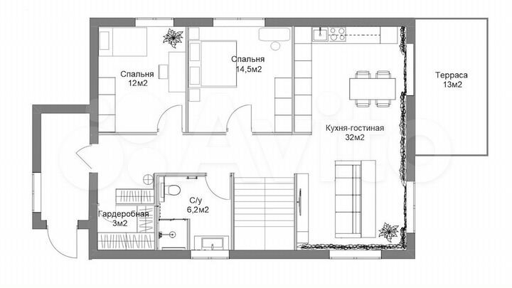 Дом 155 м² на участке 6 сот.