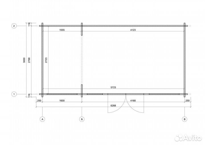 Садовый домик из минибруса 6000x3000 мм
