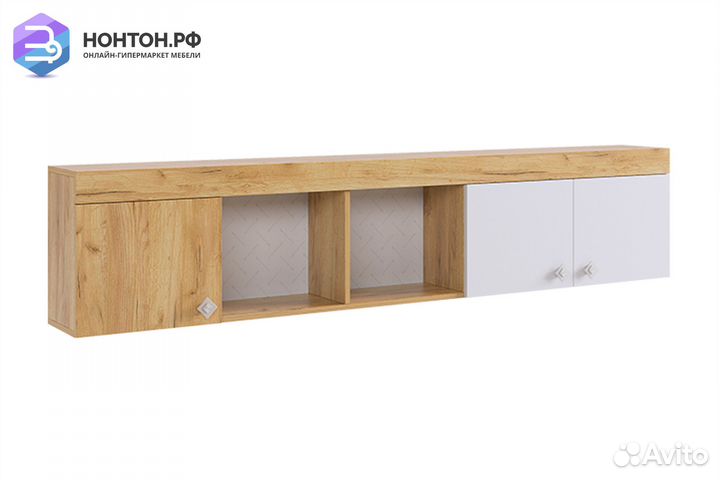 Полка навесная Форсаж дуб крафт золотой / белый