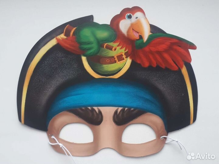 Маска карнавальная Пират в шляпе с попугаем