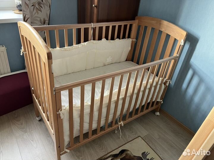 Кроватка детская mothercare массив бука с матрасом