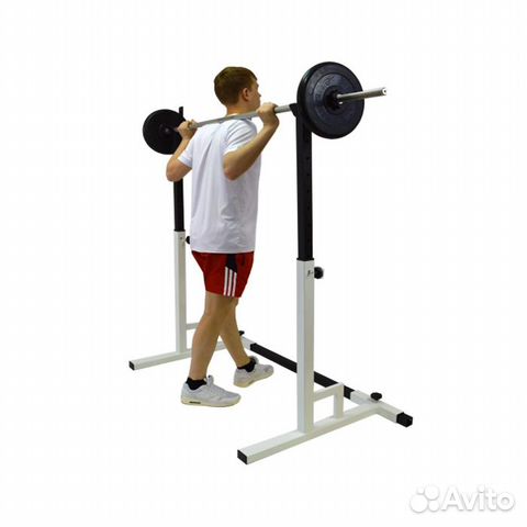 Стойка с брусьями для жима присед белая раздвижная