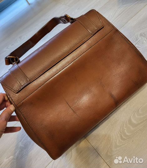 Винтажная кожаная женская сумка 33х23х14