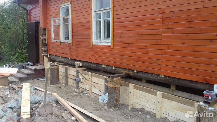 Замена венцов, лаг, подъем дома Ремонт пола