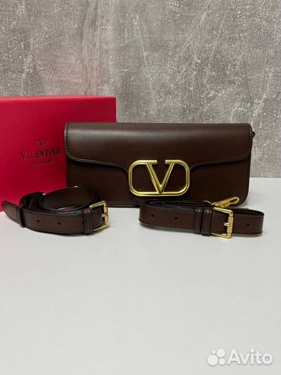 Новая женская сумка клатч Valentino коричневая
