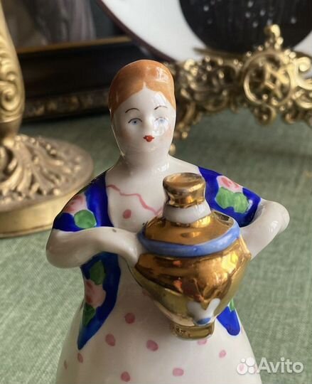 Барышня с самоваром в синей шали Дулево СССР