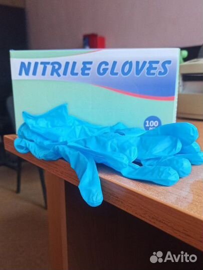 Перчатки нитриловые неопудреные синие NG