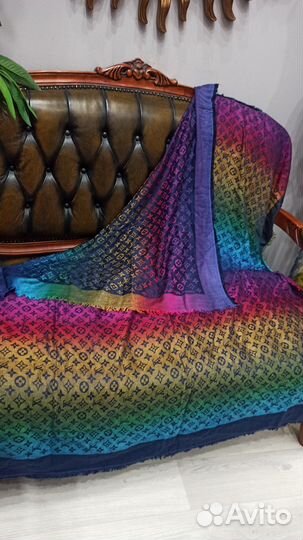 Платок шаль теплая 145см шерсть /шелк италия