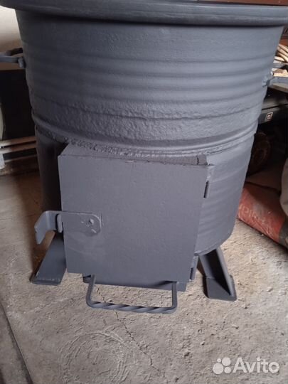 Печь для казана с трубой из дисков