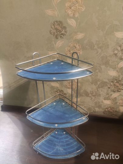 Полка угловая 3 яруса в ванную комнату