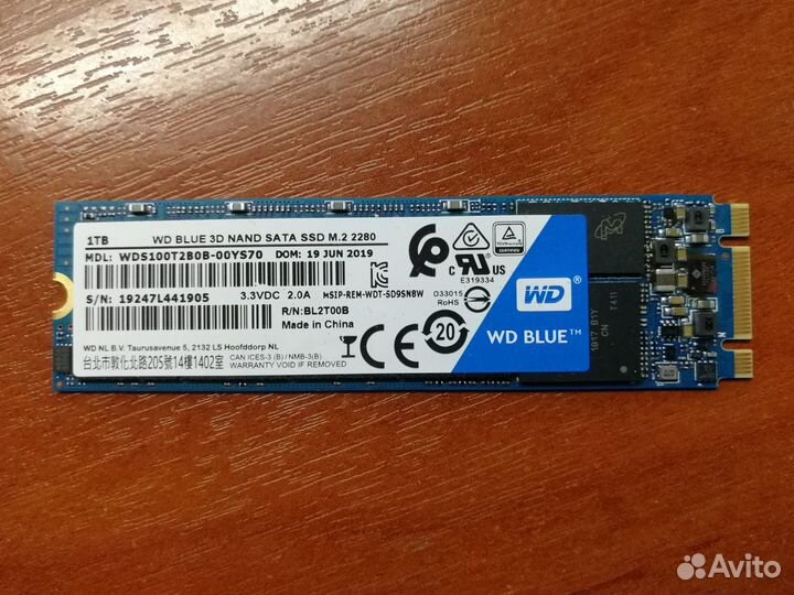 SSD накопитель WD Blue 1тб, M.2 2280