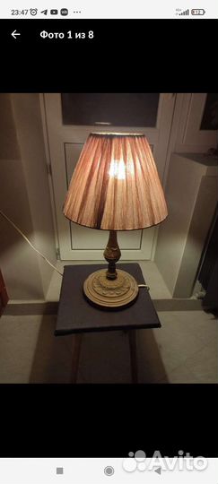Лампа настольная старинная металл, СССР. Торг