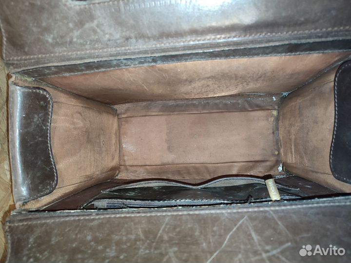 Мужской кожаный портфель коричневый