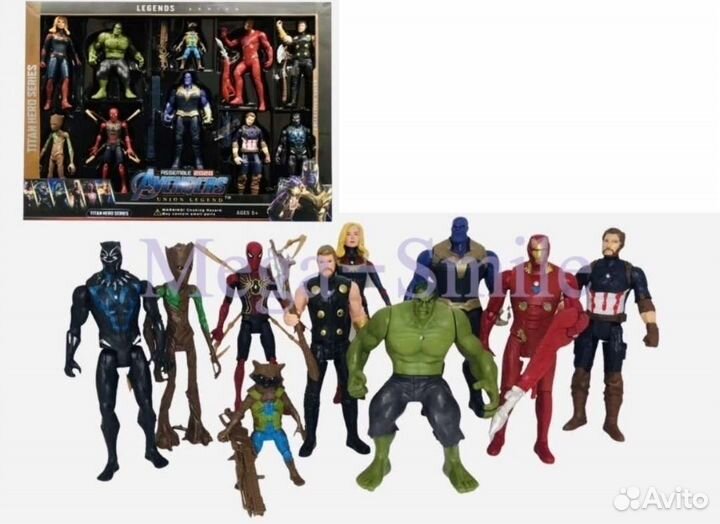 Танос, Халк, Человек паук, Черная пантера и др