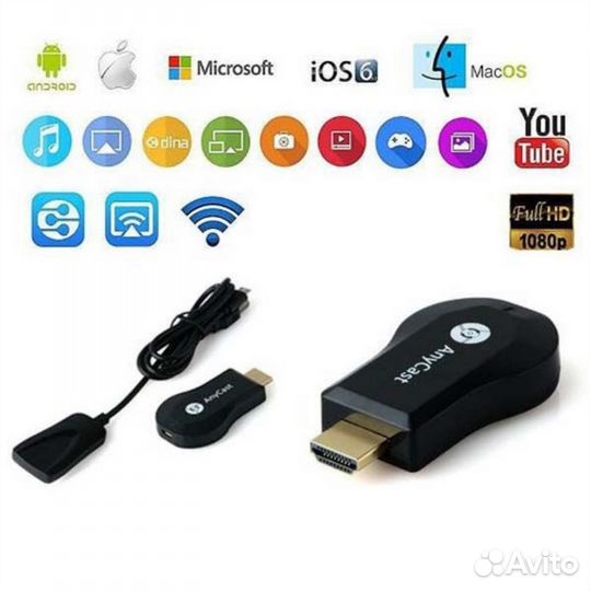 Медиаплеер для телевизора AnyCast M4 Plus. Новый