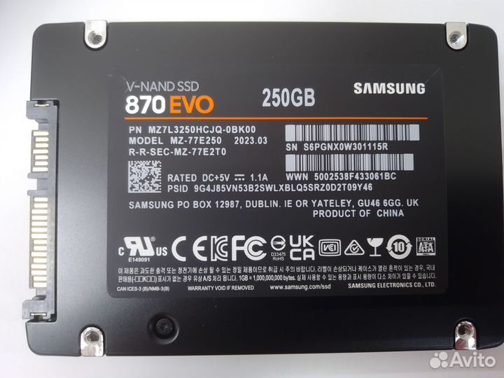 Диск SSD Samsung 870 EVO 250Гб